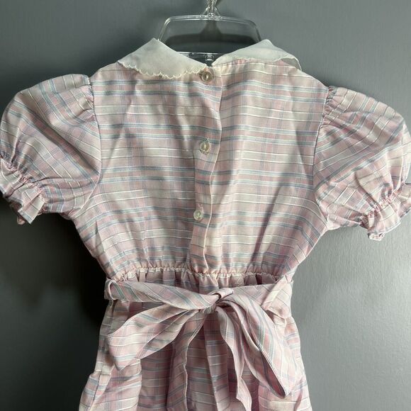 Cuddle Teen Vintage Girls Dress Size 6 Purple Stripes White Collar Union Made - Picture 3 of 7
